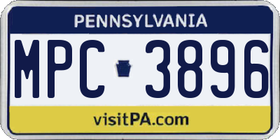 PA license plate MPC3896