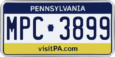 PA license plate MPC3899