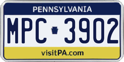 PA license plate MPC3902