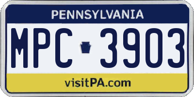 PA license plate MPC3903