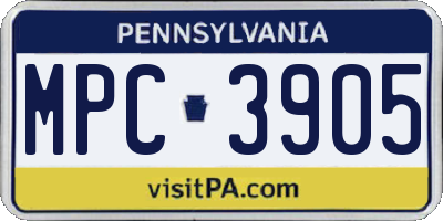 PA license plate MPC3905
