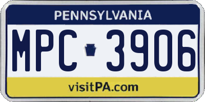PA license plate MPC3906