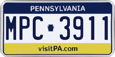 PA license plate MPC3911