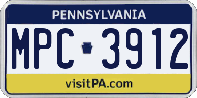 PA license plate MPC3912