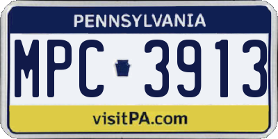 PA license plate MPC3913
