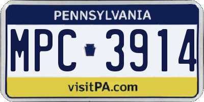 PA license plate MPC3914