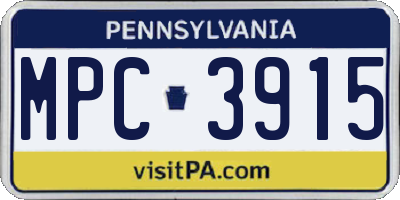 PA license plate MPC3915
