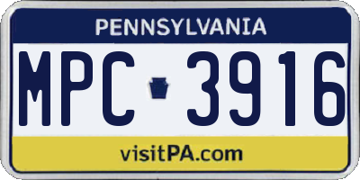 PA license plate MPC3916