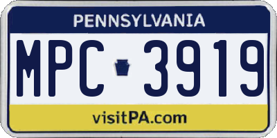 PA license plate MPC3919