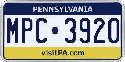 PA license plate MPC3920