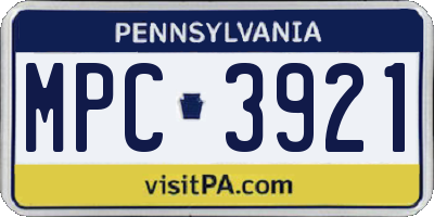 PA license plate MPC3921