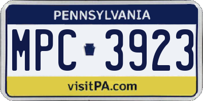 PA license plate MPC3923