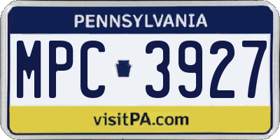 PA license plate MPC3927