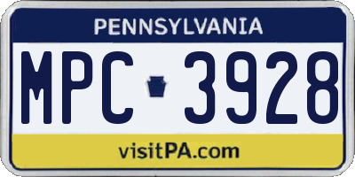 PA license plate MPC3928