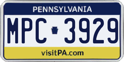PA license plate MPC3929