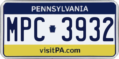 PA license plate MPC3932