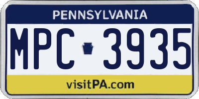 PA license plate MPC3935