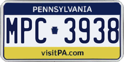 PA license plate MPC3938