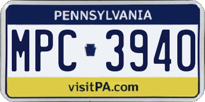 PA license plate MPC3940