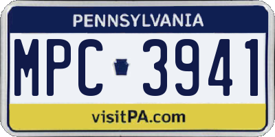 PA license plate MPC3941