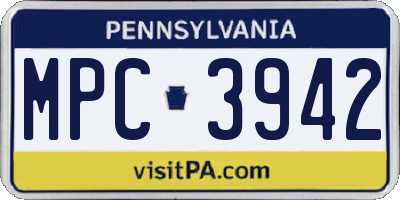 PA license plate MPC3942