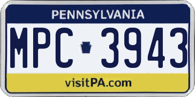 PA license plate MPC3943