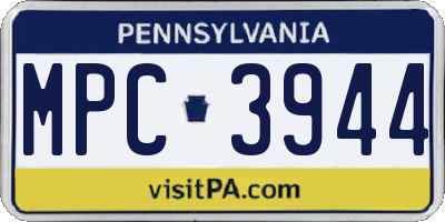 PA license plate MPC3944