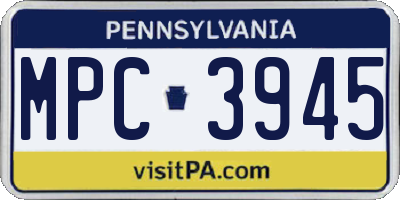 PA license plate MPC3945