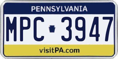 PA license plate MPC3947
