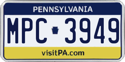PA license plate MPC3949