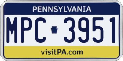 PA license plate MPC3951