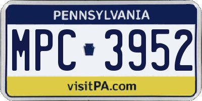 PA license plate MPC3952