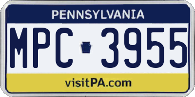 PA license plate MPC3955