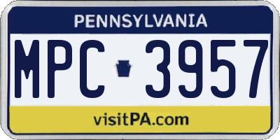 PA license plate MPC3957