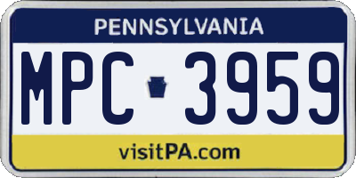 PA license plate MPC3959