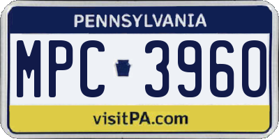 PA license plate MPC3960