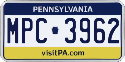 PA license plate MPC3962