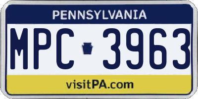 PA license plate MPC3963
