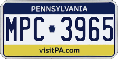 PA license plate MPC3965