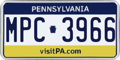 PA license plate MPC3966