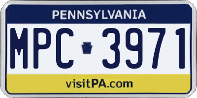 PA license plate MPC3971