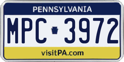 PA license plate MPC3972