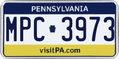 PA license plate MPC3973