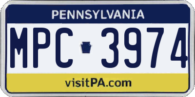 PA license plate MPC3974