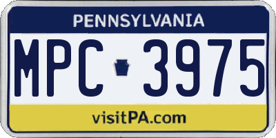PA license plate MPC3975