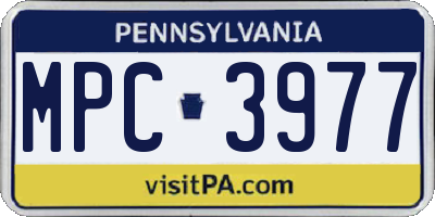 PA license plate MPC3977