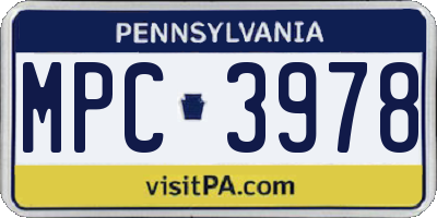 PA license plate MPC3978