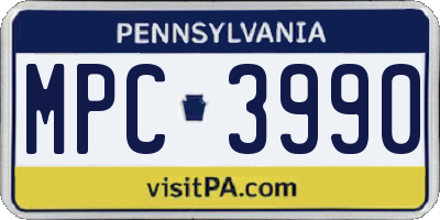 PA license plate MPC3990