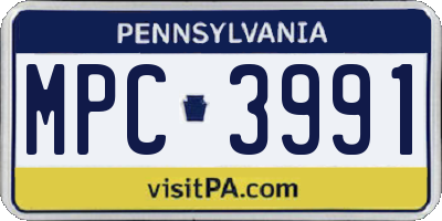 PA license plate MPC3991