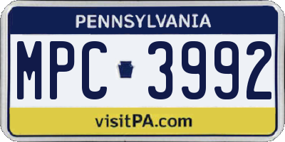 PA license plate MPC3992